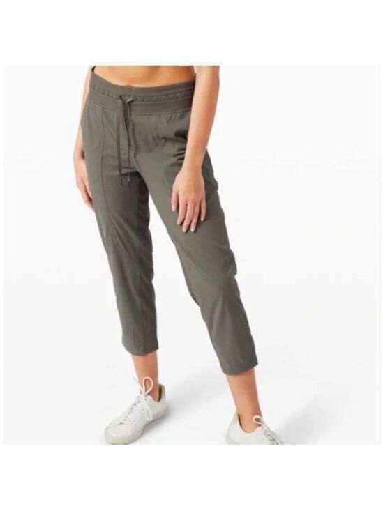 lululemon athletica Pants - Lululemon Dance Studio Mid-Rise Khaki Green Athletic Pants Joggers Crop 25" Sz 4